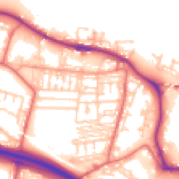 Daytime road noise heatmap for NE11 9AQ