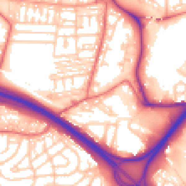 Daytime road noise heatmap for NE11 9FA