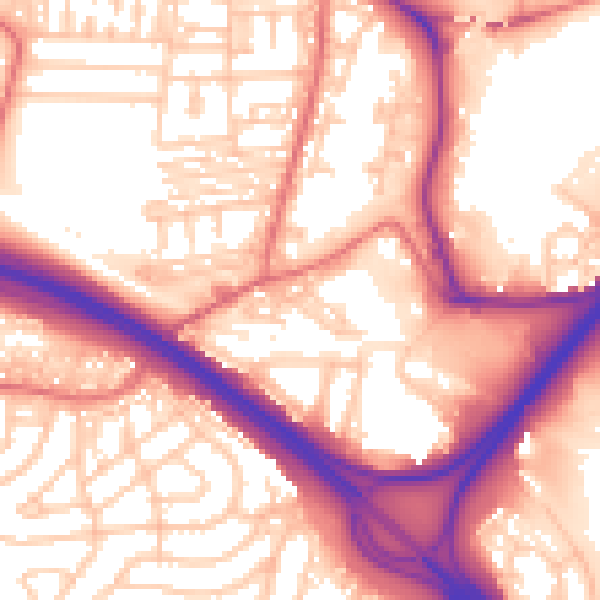 Daytime road noise heatmap for NE11 9GE