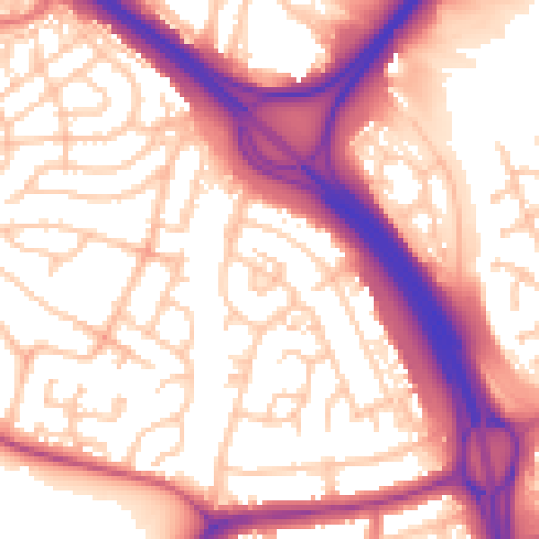 Daytime road noise heatmap for NE11 9LQ