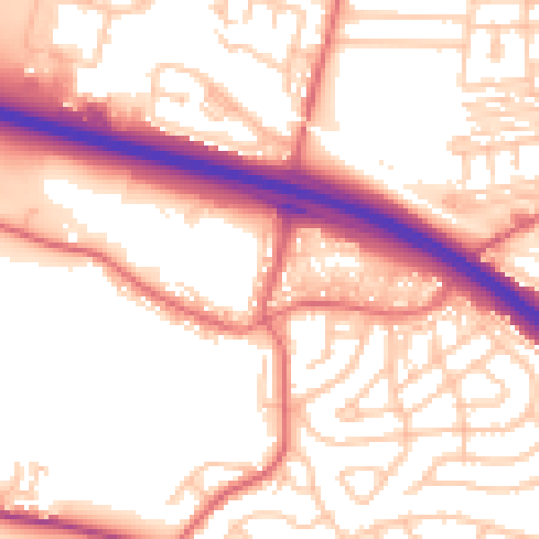Daytime road noise heatmap for NE11 9PA