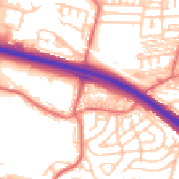 Daytime road noise heatmap for NE11 9PF