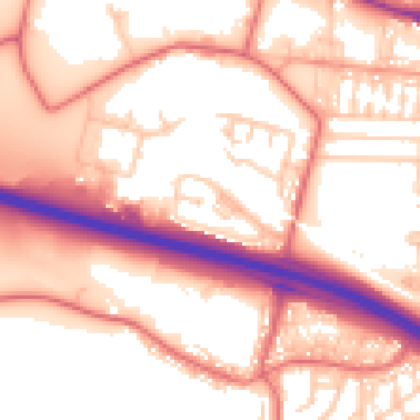 Daytime road noise heatmap for NE11 9PH