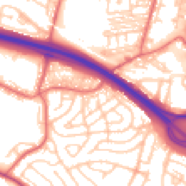 Daytime road noise heatmap for NE11 9SJ