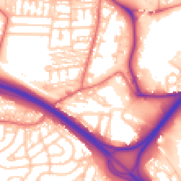 Daytime road noise heatmap for NE11 9SU