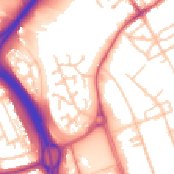 Daytime road noise heatmap for NE11 9TA