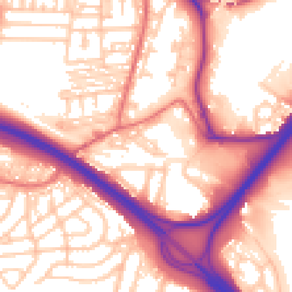 Daytime road noise heatmap for NE11 9TE