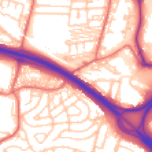 Daytime road noise heatmap for NE11 9TP