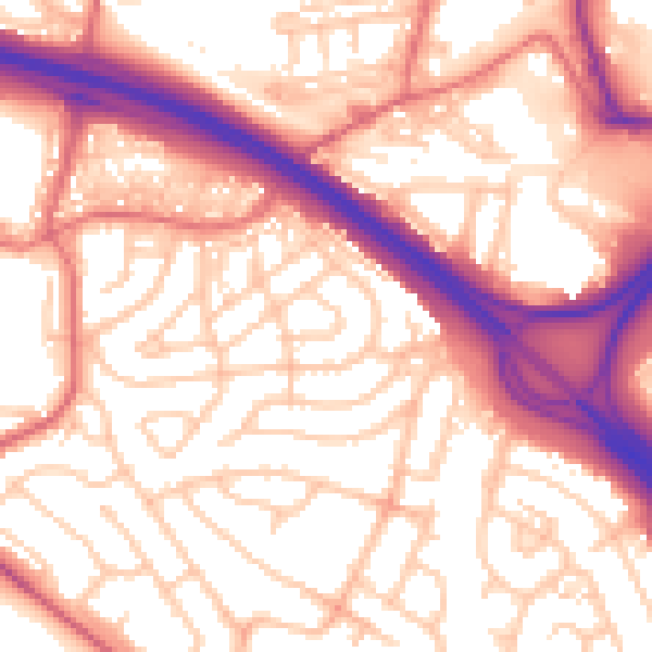 Daytime road noise heatmap for NE11 9UU