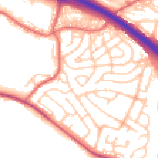 Daytime road noise heatmap for NE11 9XD