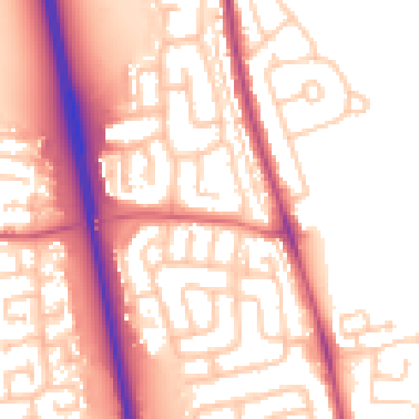 Daytime road noise heatmap for NE13 6AA