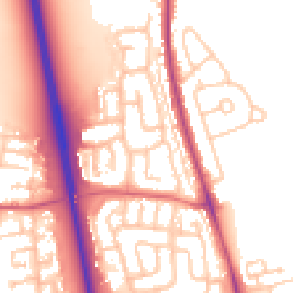 Daytime road noise heatmap for NE13 6AD