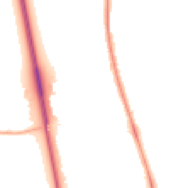 Night-time road noise heatmap for NE13 6AD