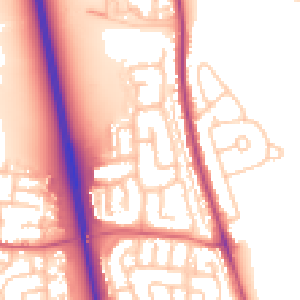 Daytime road noise heatmap for NE13 6AF