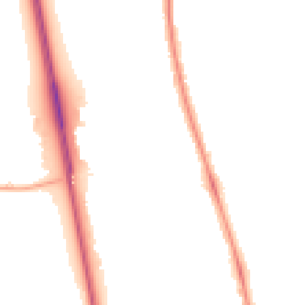 Night-time road noise heatmap for NE13 6AG