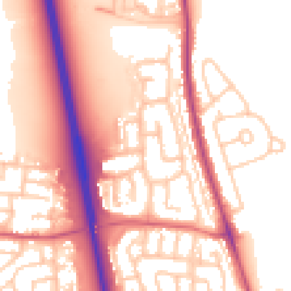 Daytime road noise heatmap for NE13 6AH
