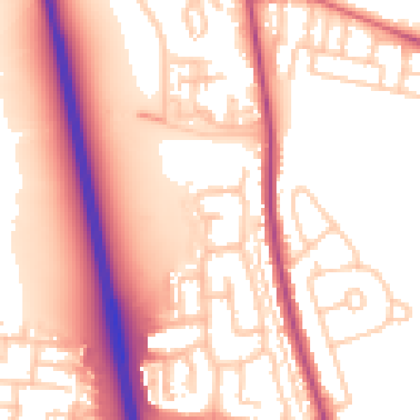 Daytime road noise heatmap for NE13 6AJ