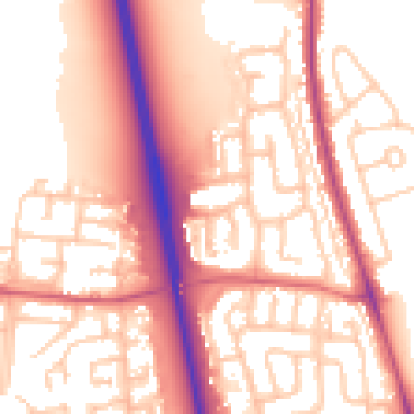 Daytime road noise heatmap for NE13 6AR