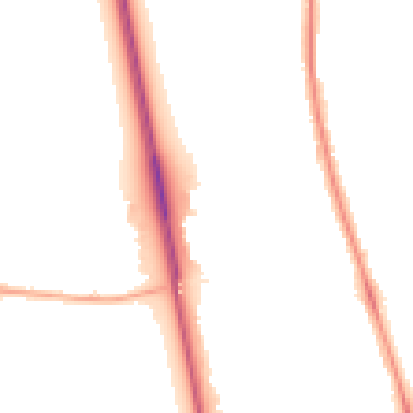 Night-time road noise heatmap for NE13 6AR