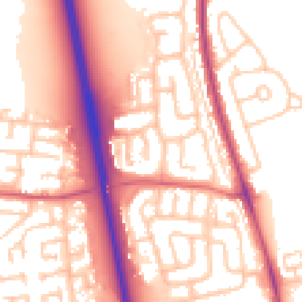 Daytime road noise heatmap for NE13 6AT