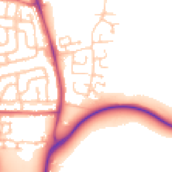 Daytime road noise heatmap for NE13 6AZ