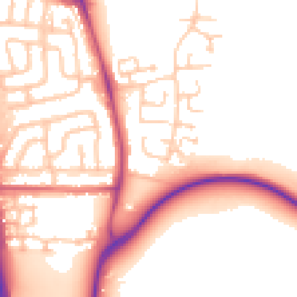 Daytime road noise heatmap for NE13 6BA