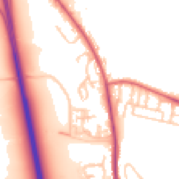 Daytime road noise heatmap for NE13 6BD