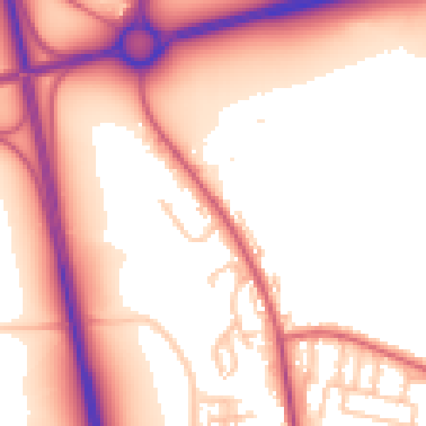 Daytime road noise heatmap for NE13 6BL