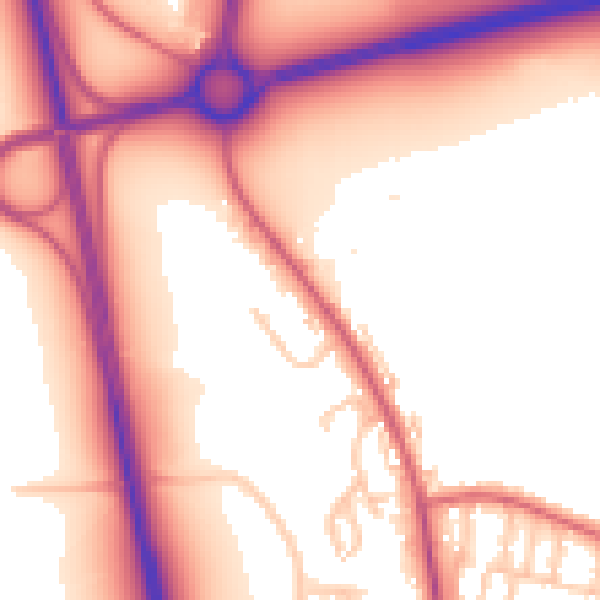 Daytime road noise heatmap for NE13 6BN