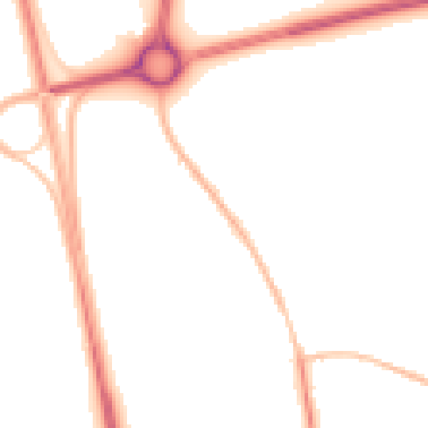 Night-time road noise heatmap for NE13 6BN