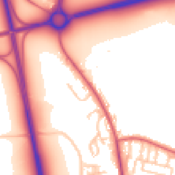 Daytime road noise heatmap for NE13 6BQ