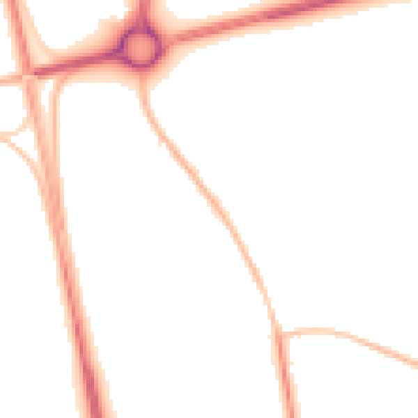 Night-time road noise heatmap for NE13 6BQ