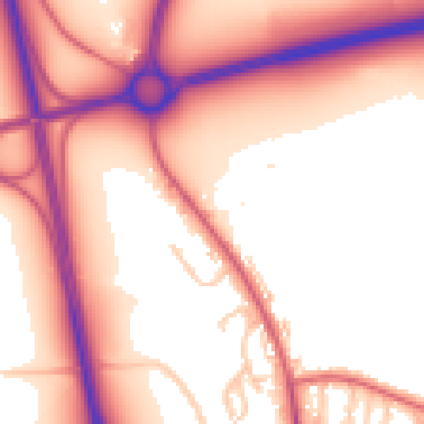 Daytime road noise heatmap for NE13 6BW