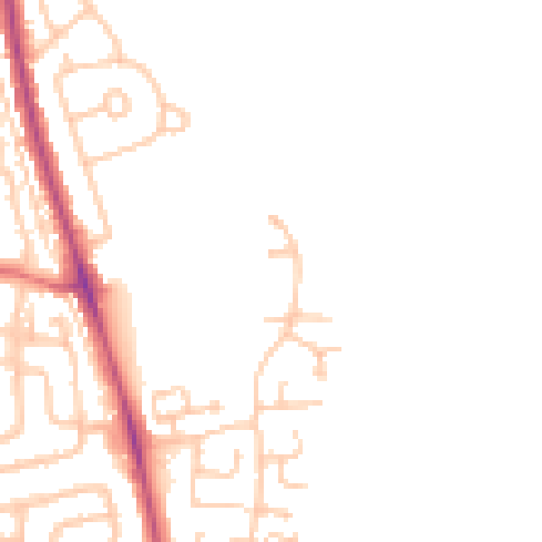 Daytime road noise heatmap for NE13 6DH