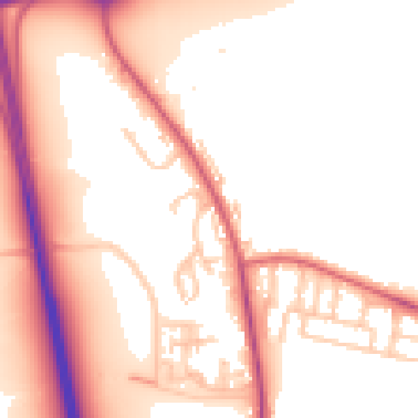 Daytime road noise heatmap for NE13 6DP