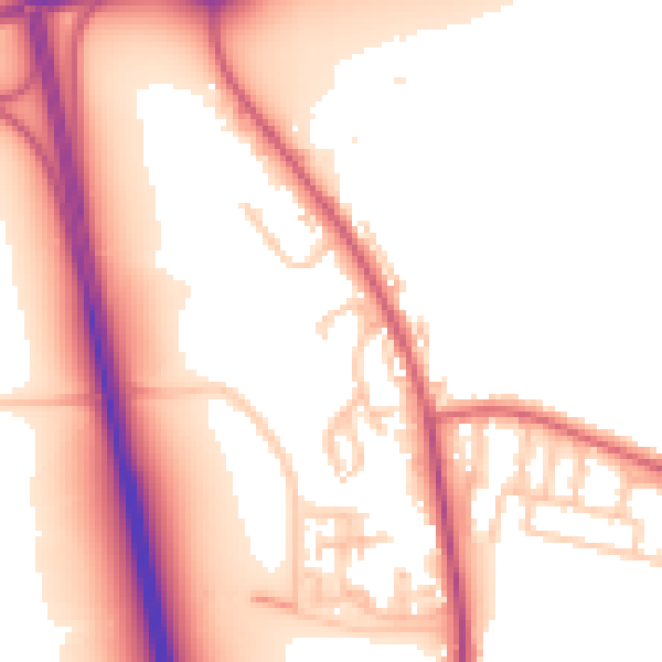 Daytime road noise heatmap for NE13 6DR