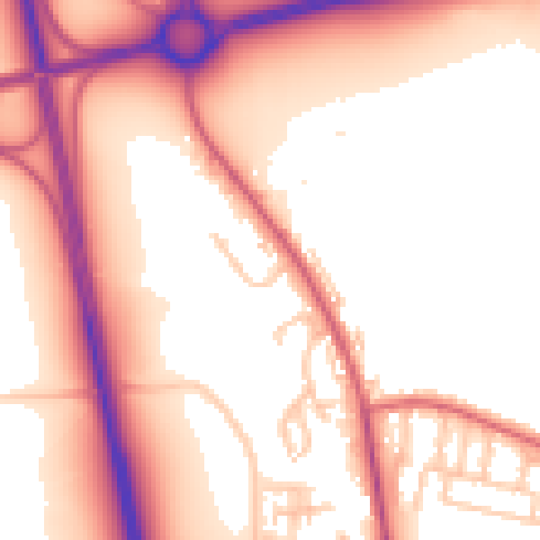 Daytime road noise heatmap for NE13 6DS