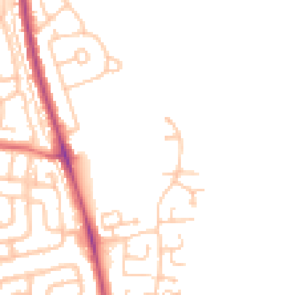 Daytime road noise heatmap for NE13 6DW