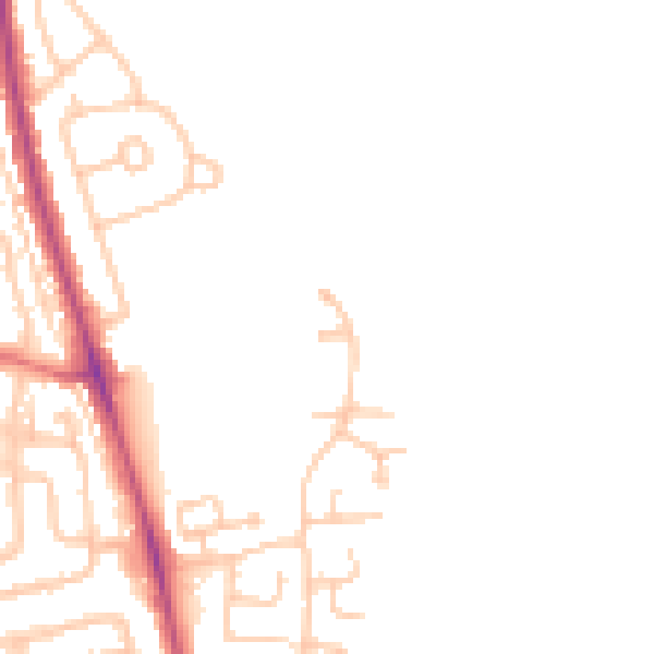 Daytime road noise heatmap for NE13 6DX