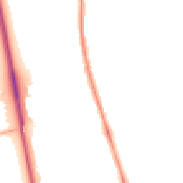 Night-time road noise heatmap for NE13 6ED