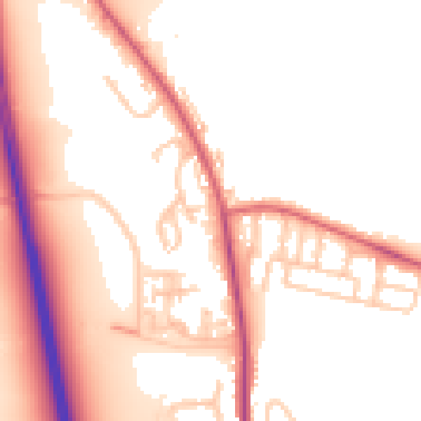 Daytime road noise heatmap for NE13 6EH
