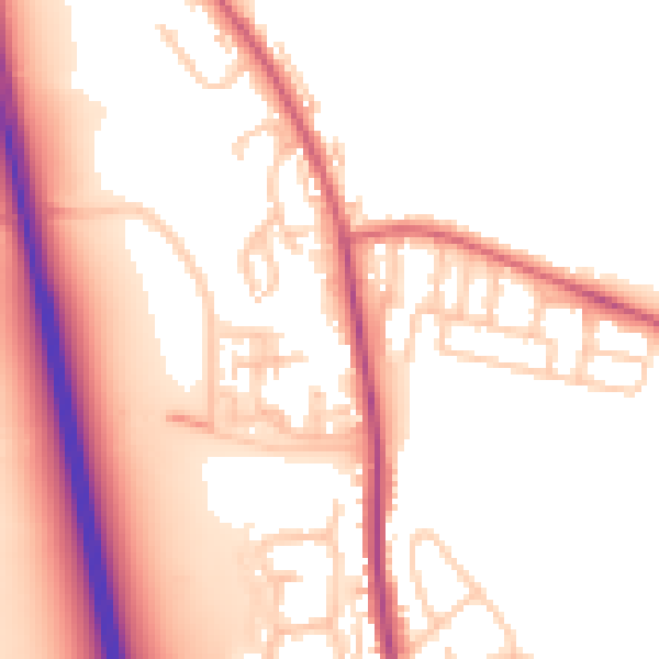 Daytime road noise heatmap for NE13 6EL