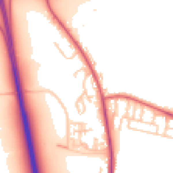 Daytime road noise heatmap for NE13 6EX