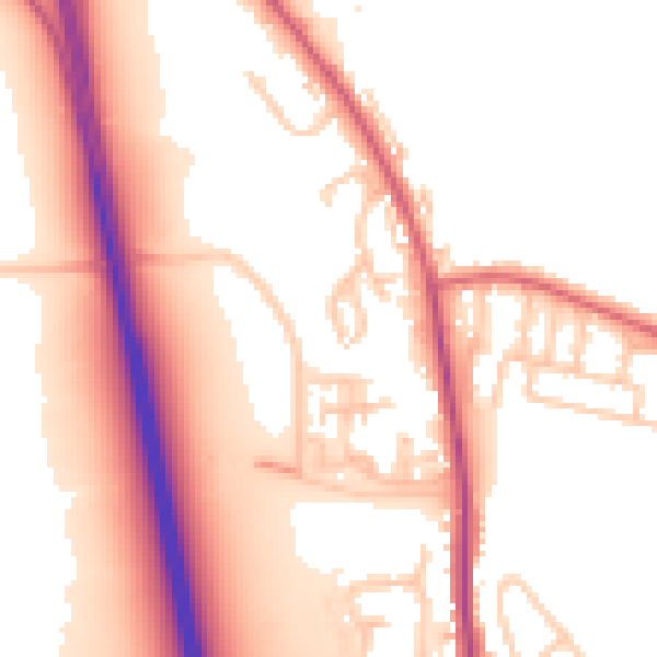 Daytime road noise heatmap for NE13 6EZ