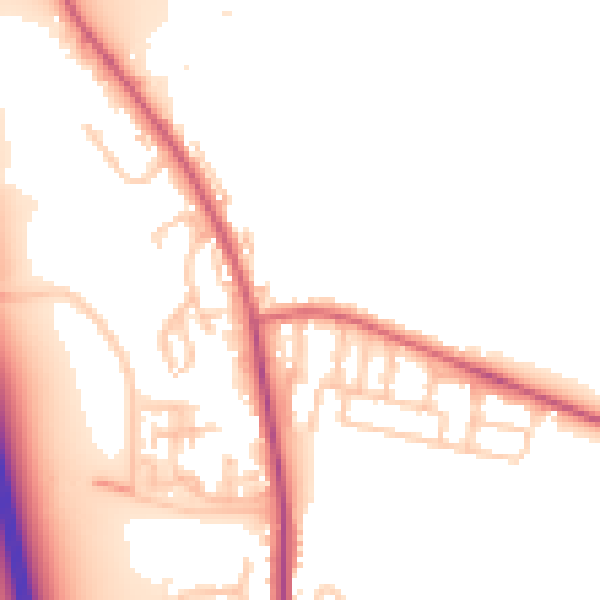 Daytime road noise heatmap for NE13 6HA