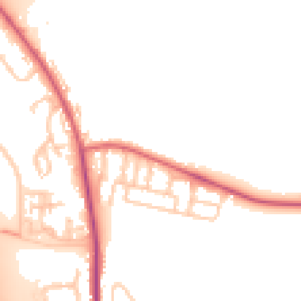Daytime road noise heatmap for NE13 6HB