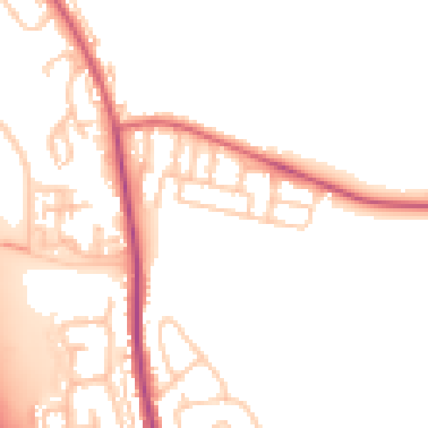 Daytime road noise heatmap for NE13 6HJ