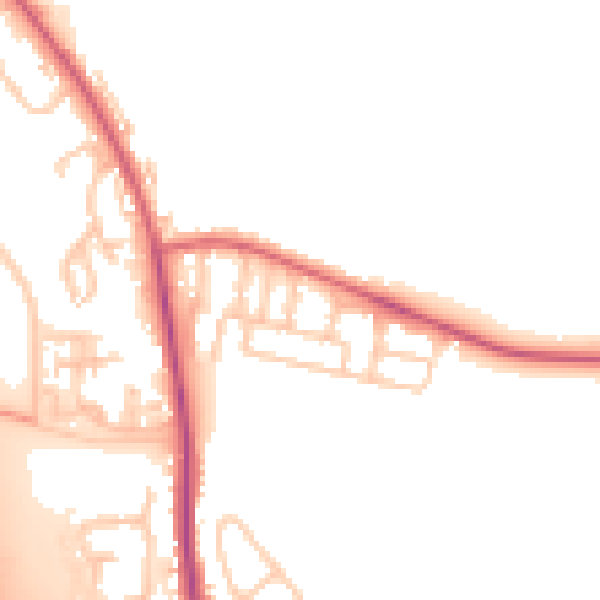 Daytime road noise heatmap for NE13 6HQ