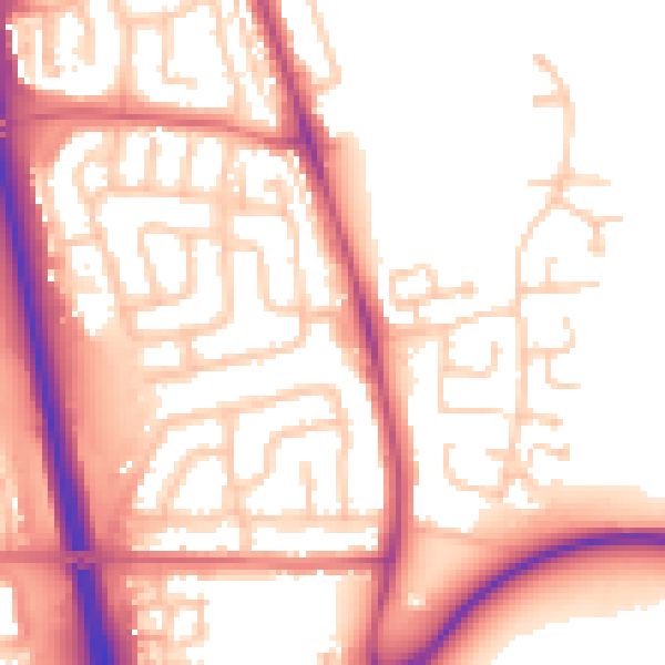 Daytime road noise heatmap for NE13 6JA