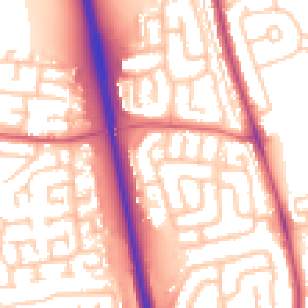 Daytime road noise heatmap for NE13 6JS